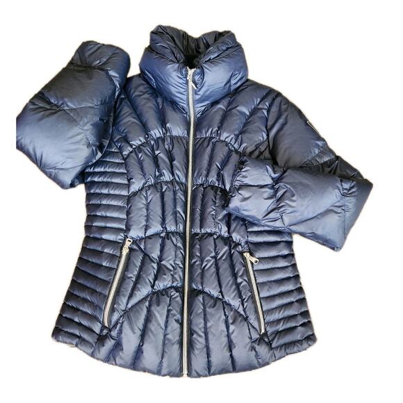 GUESS Women’s Size Medium Quilted Puffer Jacket Blue Excellent Condition - Picture 1 of 8